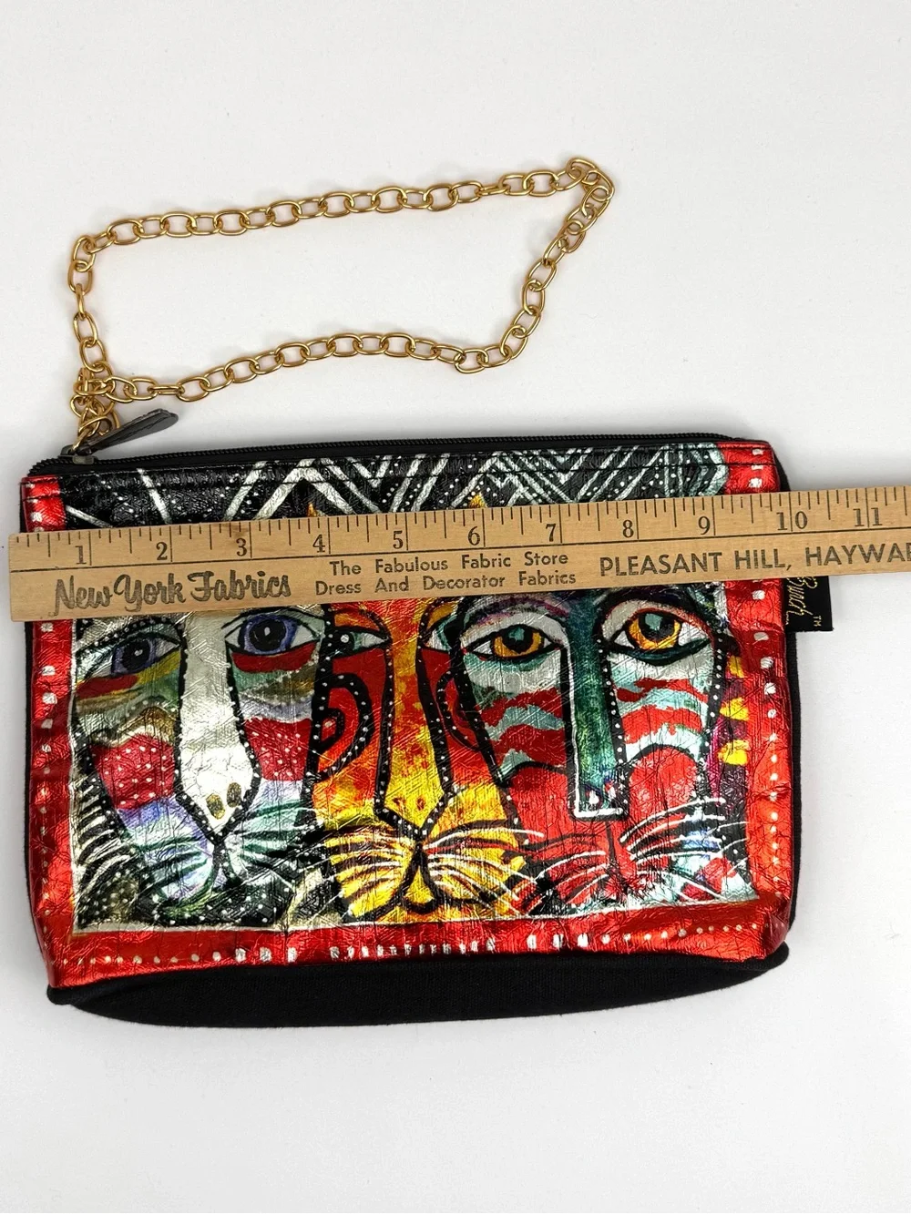Laurel Burch Foil Cosmetic Bag with Gold Chain